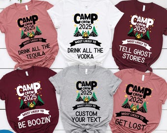 Magliette da campeggio, Maglietta Camp Crew, Maglietta Camp personalizzata, Camp Crew 2025, Magliette da campeggio per famiglie, Maglietta da campeggio coordinata, Camp Crew