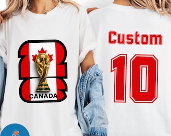 Maglietta Comfort Colors® Coppa del Mondo 2026, Maglietta Coppa del Mondo Canada, Maglietta personalizzata Coppa del Mondo Canada con nome, Maglietta Torneo di Calcio Canada, Maglietta Calcio con nome