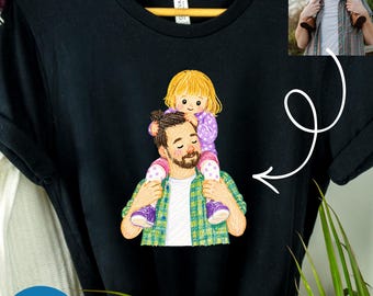 Maglietta personalizzata per papà, maglietta con foto del papà, maglietta personalizzata con ritratto del papà, regalo personalizzato con ritratto per papà, regali di compleanno per papà, regalo per papà
