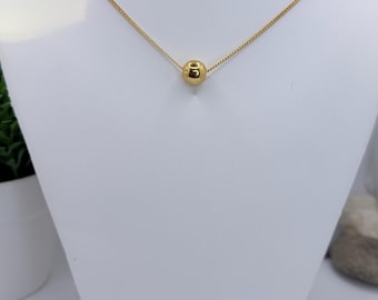 Minimalist Gold Ball Pendant Necklace, Gold-Plated Brass