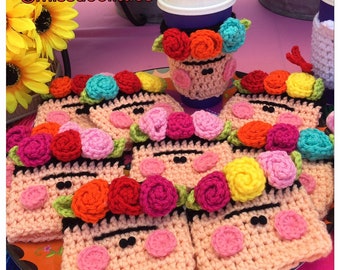 Crochet Frida Kahlo Inspired Coffee Cozy