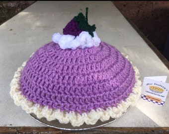 Sombrero de gorro de pastel de crema Boysenberry de ganchillo