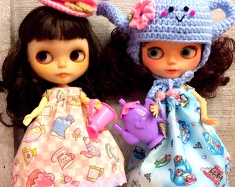 Crochet Teapot hat and Teacup Hair clip for Blythe doll