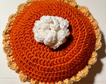 Gorro de boina con sombrero de pastel de calabaza de ganchillo