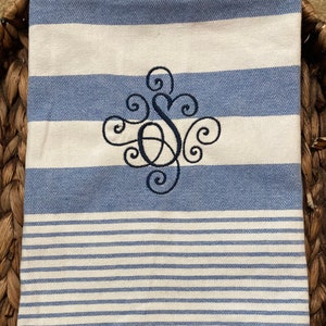 Monogrammed hand towel-Kitchen Hand Towels- Blue and White Kitchen Towel- Initial Hand Towel- towels-Kitchen towels