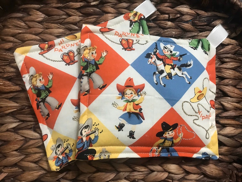Hot Pads Kitchen Pot Holder Set Western Print Potholder Set Kitchen Potholders Pot Holders Cowboy Pot Holder Set