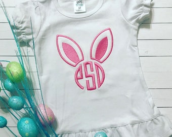 Personalized Easter Shirt: Bunny Applique Monogram
