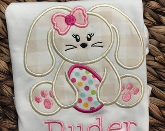 Personalized Applique Easter Bunny Shirt for Girls