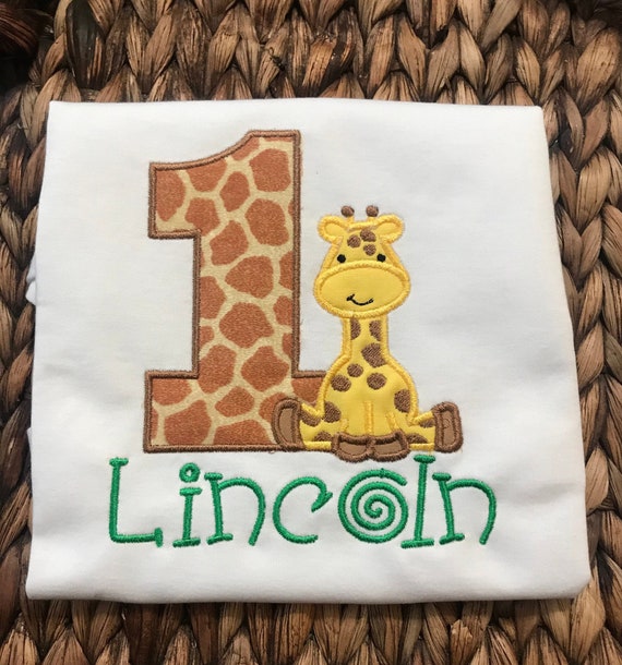 Giraffe 1st Birthday Shirt: Safari Outfit, Personalized Name