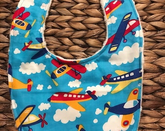 Airplane Baby bib- Boys Baby Bibs- Baby Boy Bib- Personalized Baby Bibs- Baby Bib and Burp Cloth Set- Bibs- Airplane Bib