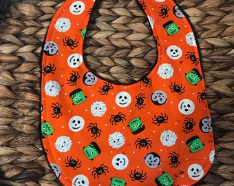 Baby Bib- Halloween Baby Bib- Baby Bibs- Baby Boy Bib- Baby Girl Bib- Bibs- Personalized Bib- Monogram Baby Bib-Ghost Halloween Bib