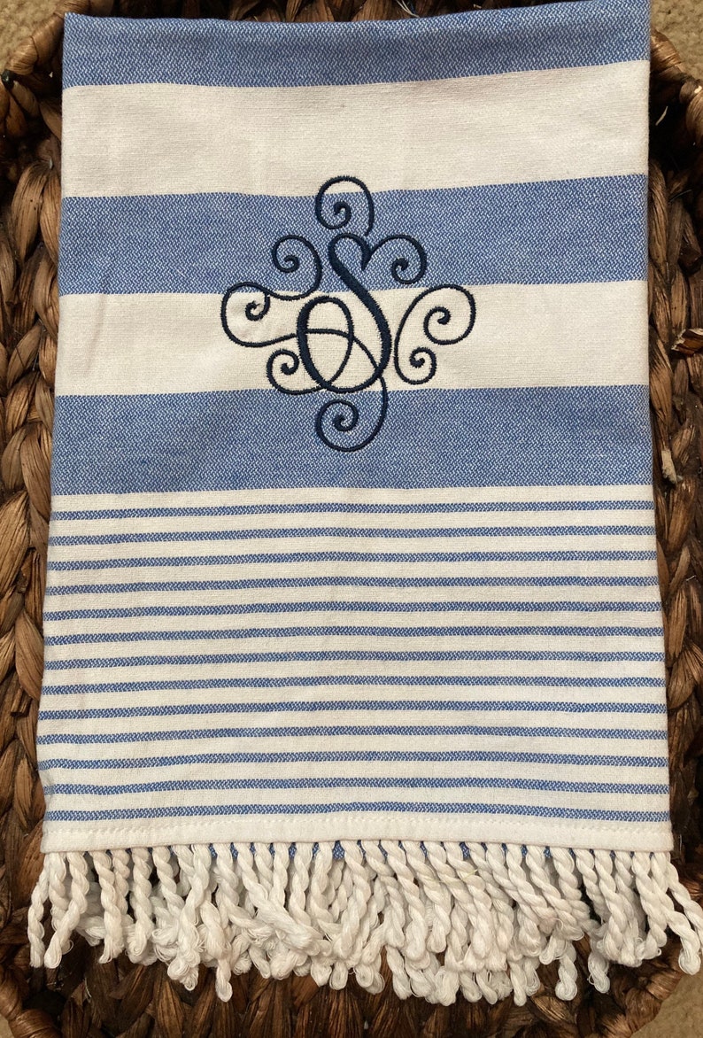 Monogrammed Hand Towelkitchen Hand Towels Blue and White Etsy