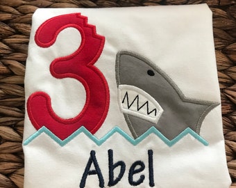 3rd Birthday Shark Shirt - Baby Boy Birthday Shirt - Shark Birthday Outfit - Shark Birthday Shirt - 3rd Birthday shirt - 2nd Birthday boy