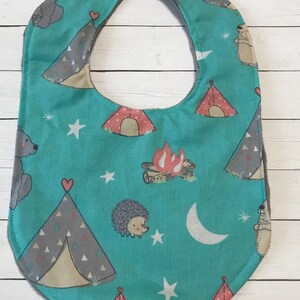Baby Bib- Camping Baby Bib- Woodland Baby Bib- Baby Boy Bib- Baby Girl Bib- Baby Bibs- Monogram Bib- Personalized Bib- Bibs- Baby Bibs-Bib