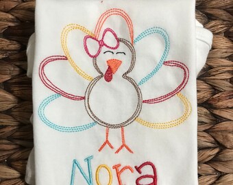 Camiseta personalizada de pavo para Acción de Gracias para niños o niñas.