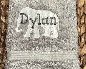 Elephant Towel- Elephant Hand Towel- Elephant Bath Towel- Towels- Personalized Towels- Kids Bath Towels- Monogram Towels-Personalized-Custom