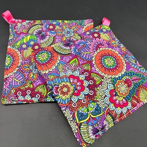 Purple Paisley Kitchen Potholder Set, Handmade Kitchen Potholders, Quilted Kitchen Potholders, Hot pads, Potholder Set, Housewarming Gift