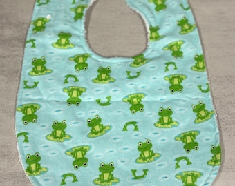 Frog Flannel Baby Bib Gender Neutral, Baby Gift, Personalized Baby Bibs
