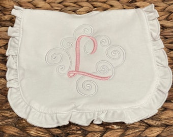 Personalized Ruffle Baby Bib, Baby Bib- Monogram Baby Bibs, Baby Girl Bib, Girl Baby Bib, Bibs