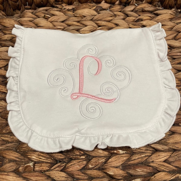 Personalized Ruffle Baby Bib, Baby Bib- Monogram Baby Bibs, Baby Girl Bib, Girl Baby Bib, Bibs