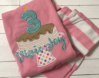 Pancake Pjs- Pancake Pajamas- Birthday Pajamas- Pancake Birthday Pajamas- Girls Birthday Pajamas- Monogram Birthday Pajamas-PJS- Girls