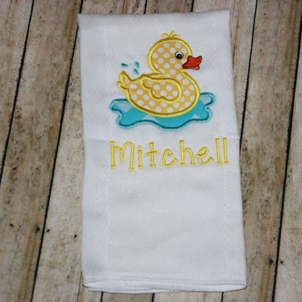 Baby Burp Cloths, Burp Cloths, Boy Burp Cloth, Girl Burp, Embroidered Burp Cloth, Personalized Burp Cloth, Monogrammed Burp Cloth-Duck