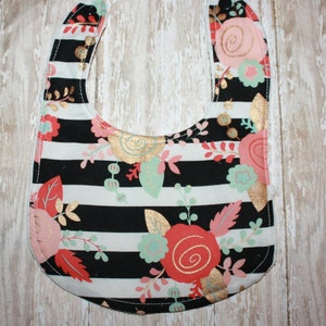 Baby Bib-Floral Baby Bib-Girls Baby Bib-Bibs-Baby Bib Personalized Bibs-Monogram Baby Bib-Minky Baby Bib image 1