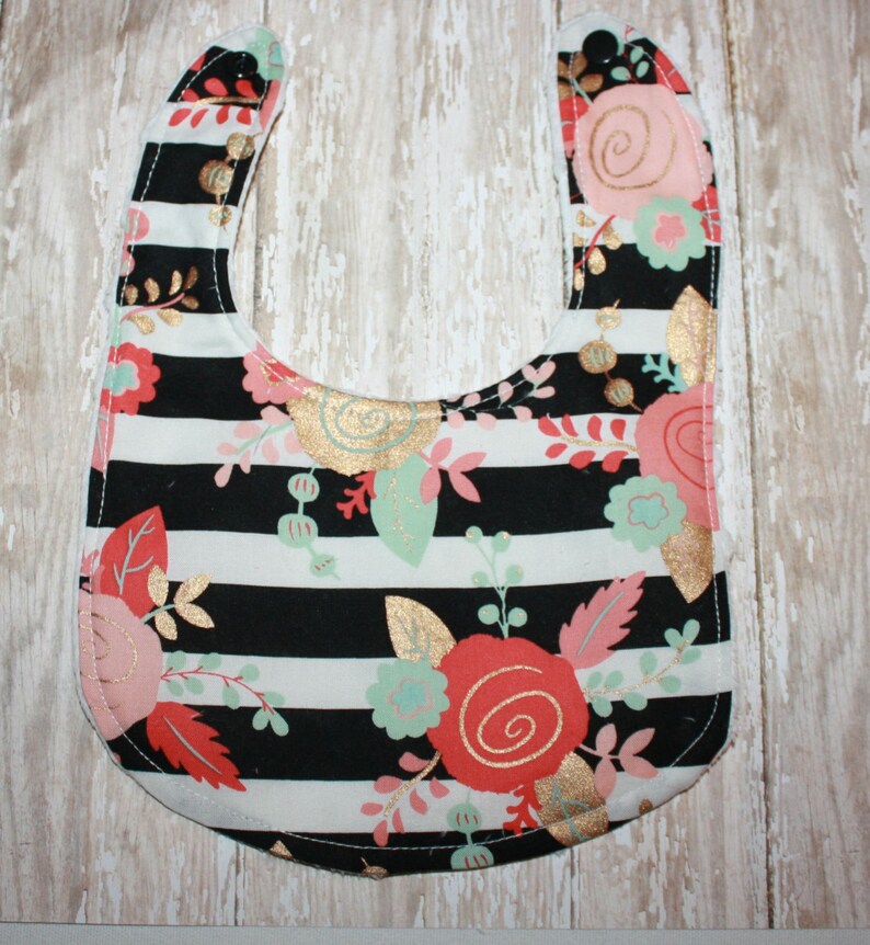 Baby Bib-Floral Baby Bib-Girls Baby Bib-Bibs-Baby Bib Personalized Bibs-Monogram Baby Bib-Minky Baby Bib image 1