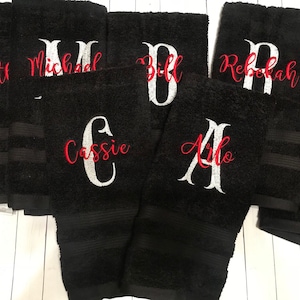 Monogram Hand Towel-Personalized Bath hand towel- Monogram Towels- Hand Towels- Bathroom Hand Towel- Black Hand Towels- Housewarming Gift