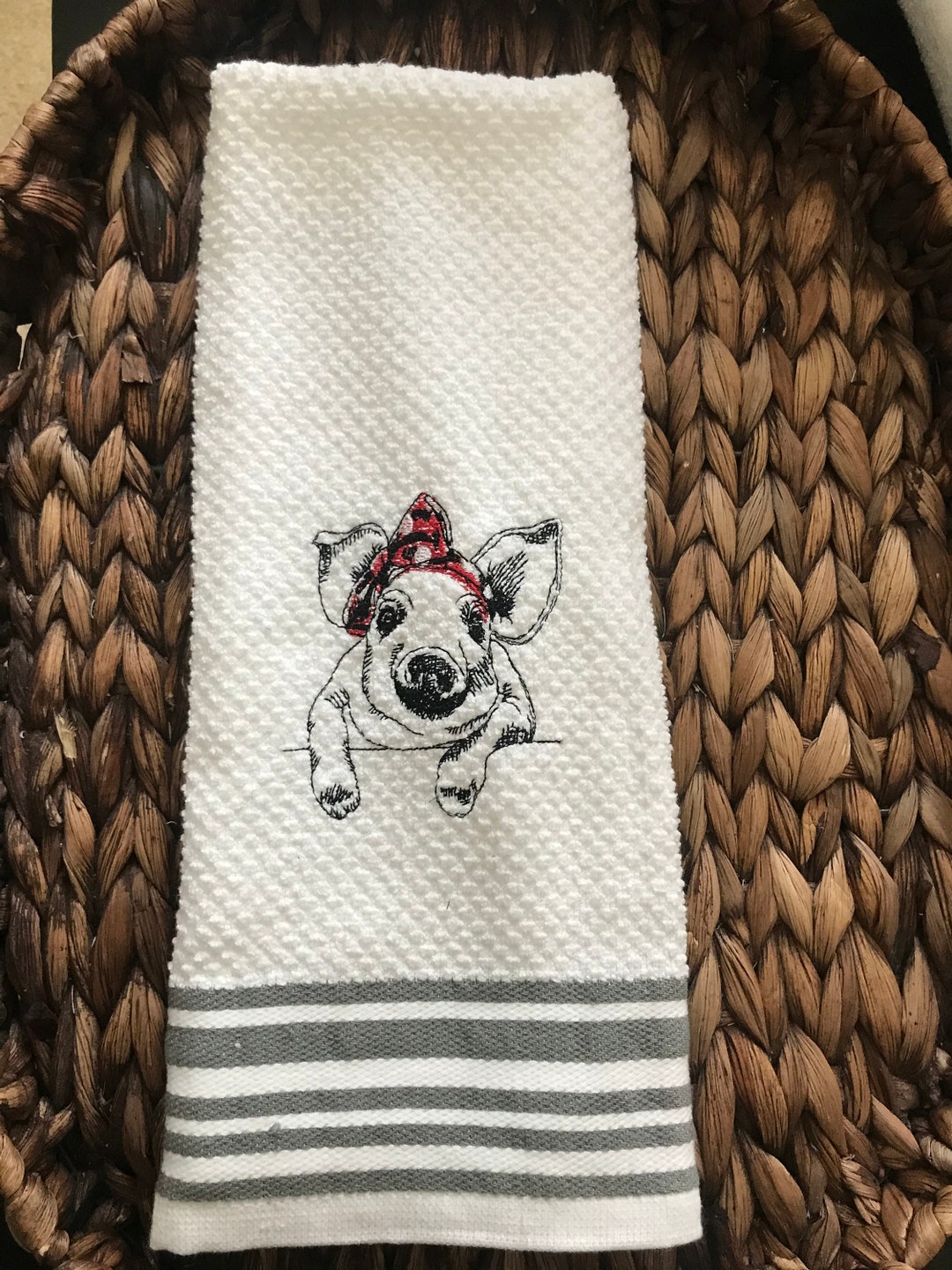 Pig Kitchen Towel, Kitchen Towel With Pig, Farmhouse Kitchen Towel, Pig