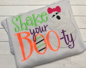 Halloween Ghost Shirt For Girls, Shake Your Booty Shirt, Embroidered Shirts, Pumpkin Patch Shirt, Halloween Shirt, Ghost Shirt, Halloween