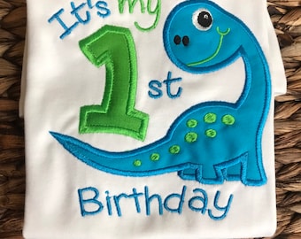 Dinosaur 1st Birthday Shirt: Baby Boy Outfit