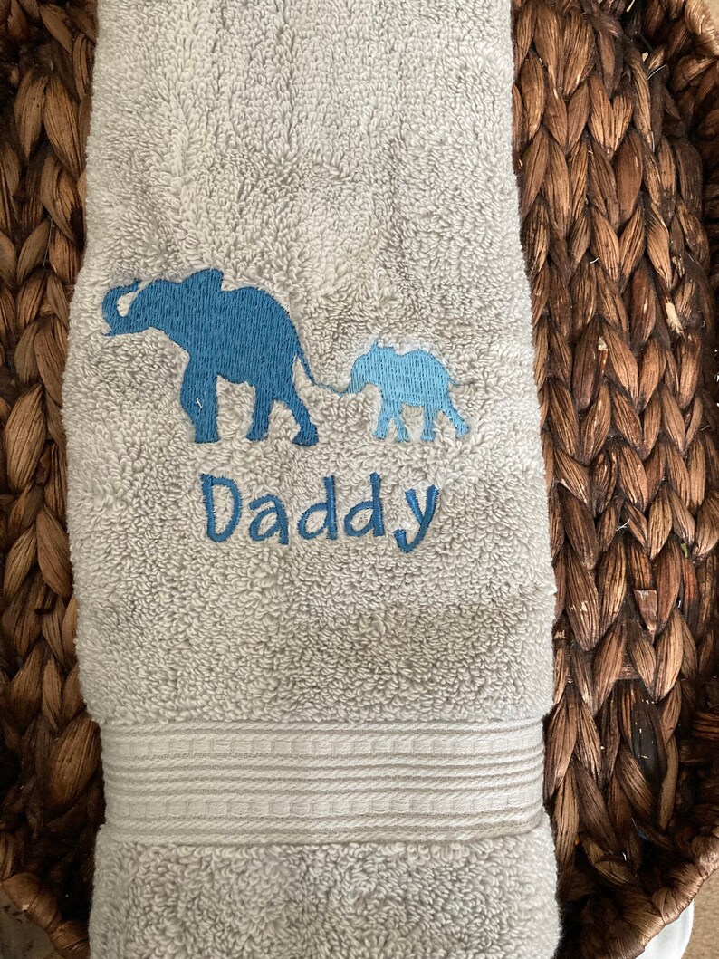 Personalized Hand Towel With Elephants Elephant Hand Towel Etsy
