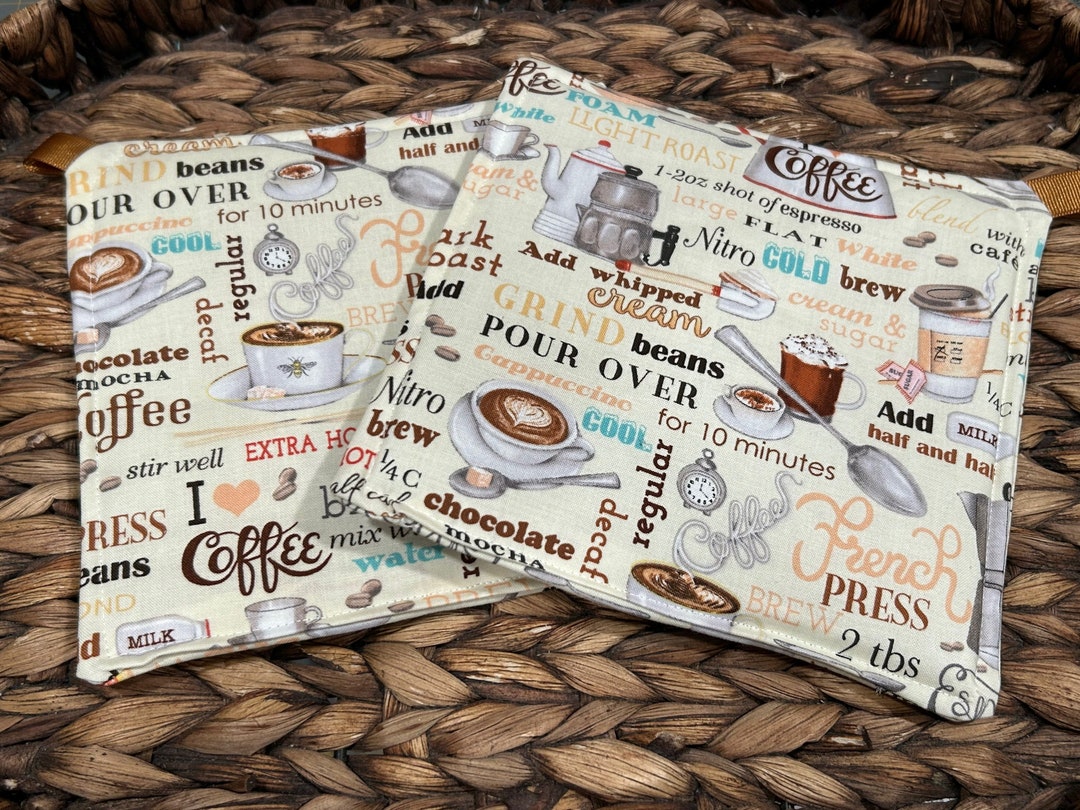 Coffee Kitchen Potholders Potholder Set Kitchen Potholder Etsy