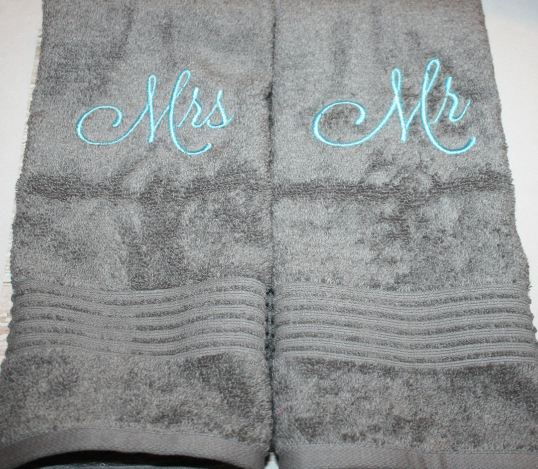 His and Hers Hand Towel Set Mr and Mrs Hand Towel Set Bathroom Towel