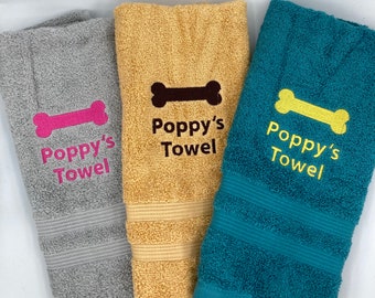 Towel for Dogs- Personalized towel for pet- Pet gifts- Hand Towel for Dog lover- Towel with bone- Dog Towels- Dog Groomer Towel- Pet Towel