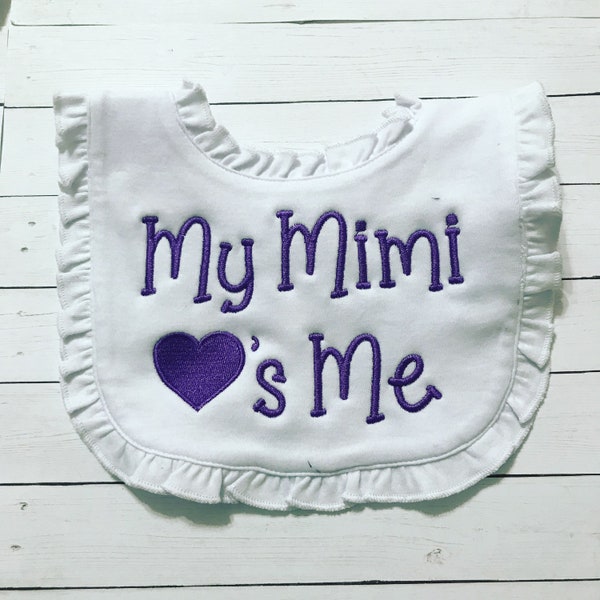 Baby Bib-Personalized Baby Bib-Baby Boy Bib- Baby Girl Bib- My Mimi Loves Me-My Mommy loves me- My Daddy Loves me