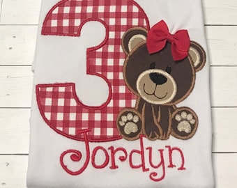 Teddy Bear Birthday Shirt, Girls Teddy Bear Birthday Shirt, All Ages, Personalized Birthday Shirt for Girls and Boys, Bear Shirt