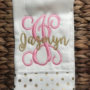 Burp Cloth set for Girls Burp Cloth Set Pink and Gold Burp Cloth Set Monogram Burp Cloth Set Personalized Burp Cloths burp Rags image 2