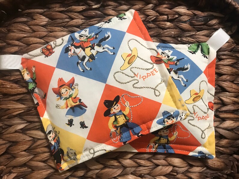 Hot Pads Kitchen Pot Holder Set Western Print Potholder Set Kitchen Potholders Pot Holders Cowboy Pot Holder Set