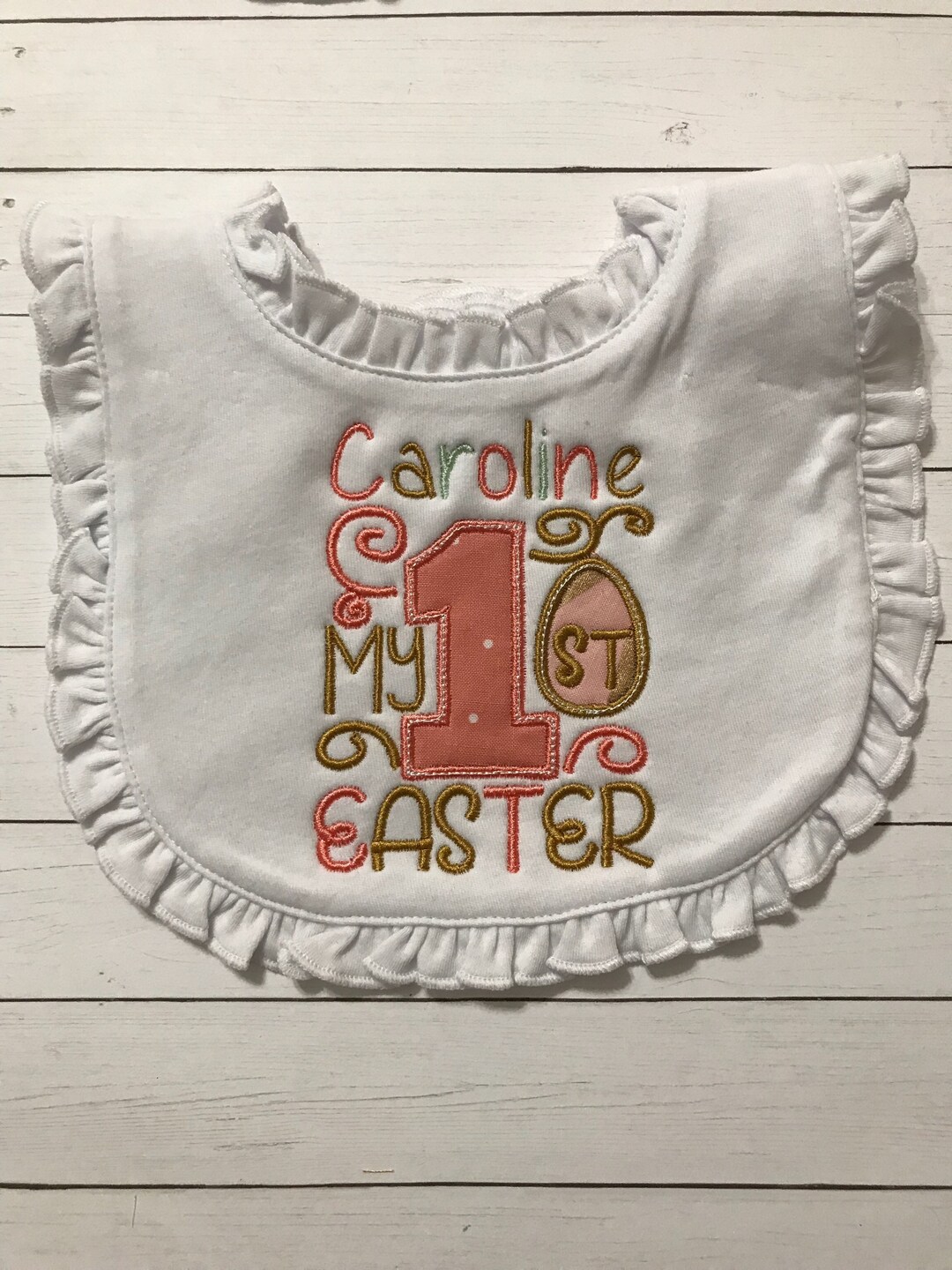 My First Easter Baby Bib Personalized Baby Bibeaster Baby Bib Girls