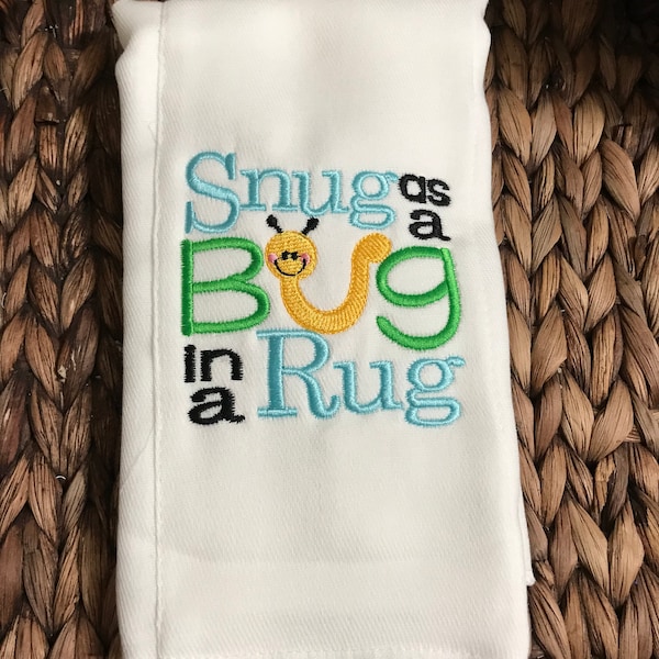 Baby Burp Cloth- Snug as a bug in a rug Burp Cloth-Baby Boy Burp Cloth- Baby Girl Burp Cloth- Burp Cloths- Burp Rag- Burp Cloths