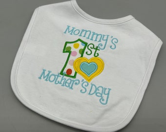 Mommy's 1st Mothers Day Baby Bib, Baby Bib Gift For New Mom, Bibs, Baby Bib for Boy, Baby Bib for Girl, Baby Shower Gift, Mothers Day Gift