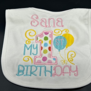 My First Birthday Bib, Birthday Bibs, Personalized Birthday Bib, Birthday Bib for Girls, Monogram Birthday Bib, Girls First Birthday Bib