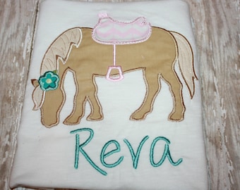 Personalized Horse Applique Shirt: Horseback Riding Gift