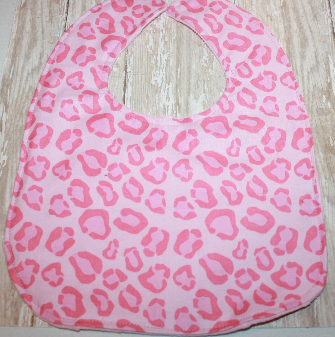 Pink Animal Print Baby Girl Bib Personalized Baby Bibs Baby Girl Bib