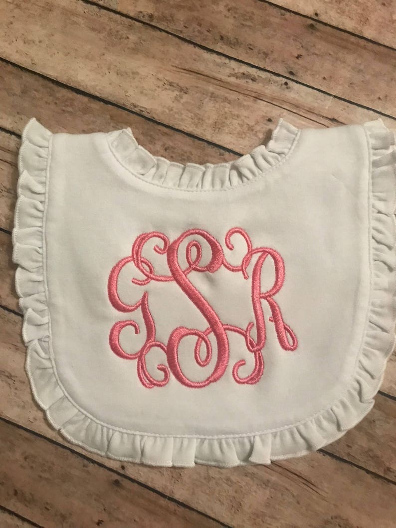 Monogrammed Baby Bibpersonalized Baby Bibbaby Bib White Baby Etsy