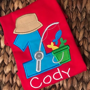 Fishing Birthday Shirt: Embroidered First Birthday Outfit