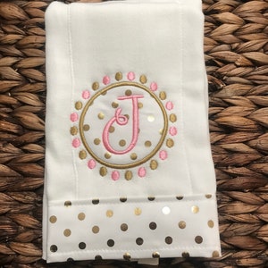 Burp Cloth set for Girls Burp Cloth Set Pink and Gold Burp Cloth Set Monogram Burp Cloth Set Personalized Burp Cloths burp Rags image 5