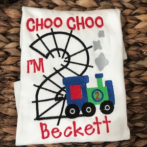 Personalized 2nd Birthday Train Shirt: Embroidered Toddler Outfit